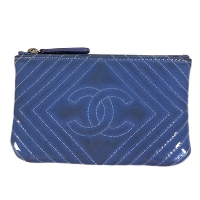 シャネル CHANEL CC ロゴ ココマーク 財布 コインケース カードケース ポーチ パテントレザー ブルー