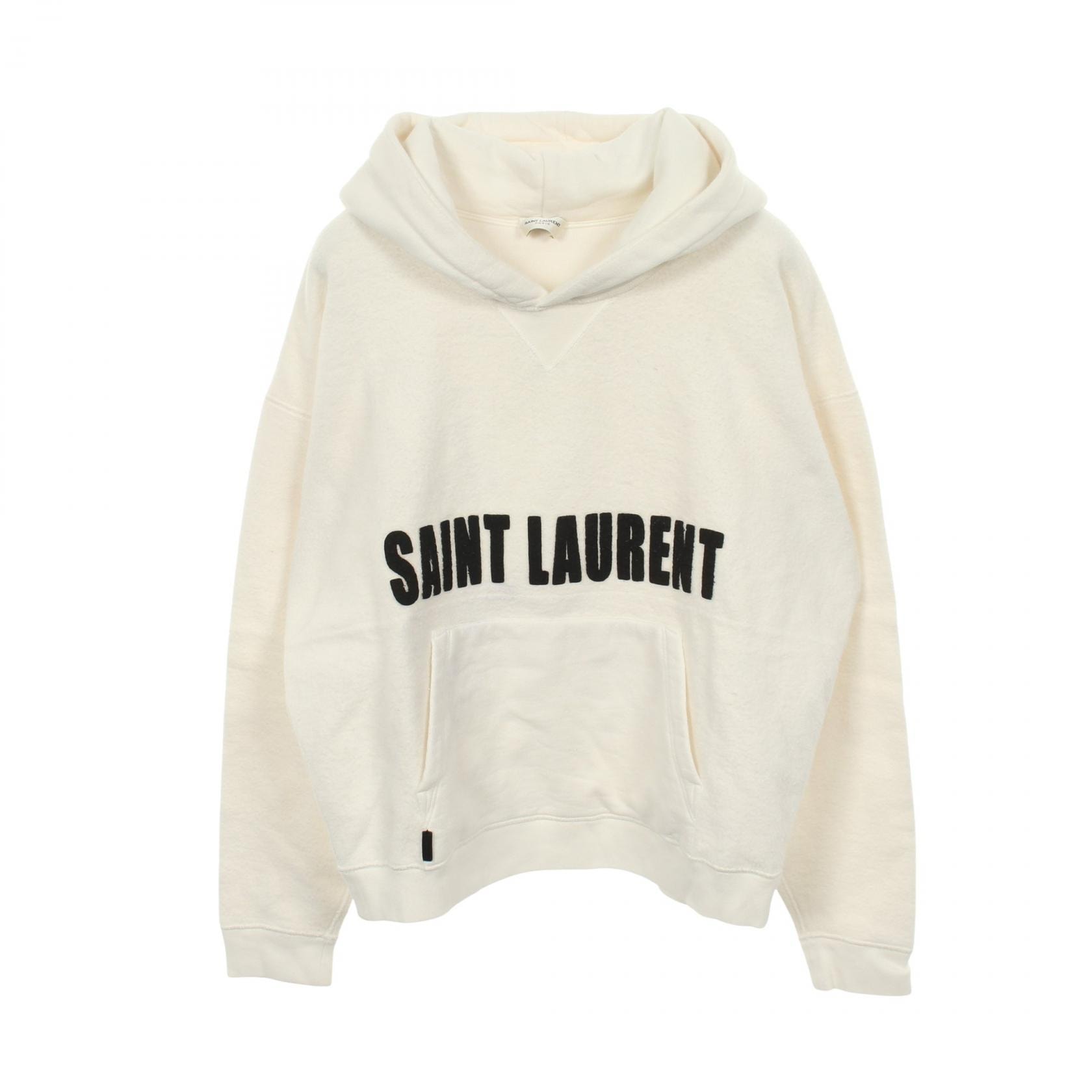 サンローランパリ SAINT LAURENT PARIS インサイドアウトロゴ パーカー 衣料品 トップス コットン メンズ ホワイト系 【中古】