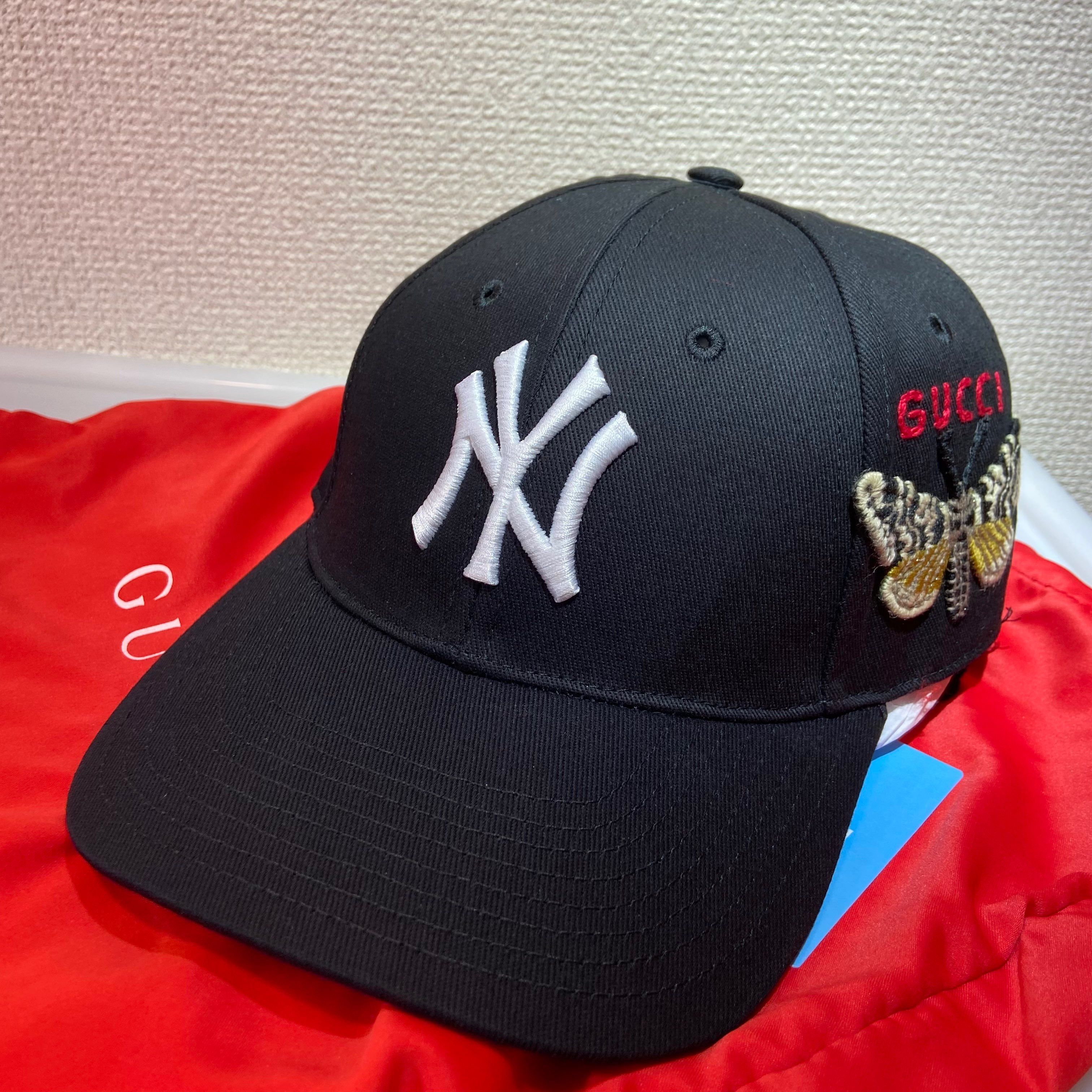 GUCCI x NY Yankees Baseball Cap Butterfly Embroidery "Black"
