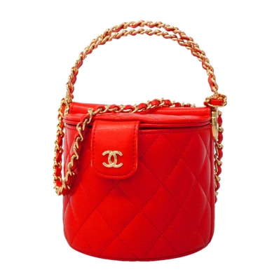 ★SALE【6ie7136】シャネル バニティバッグ マトラッセ チェーンショルダー ラムスキン レッド ゴールド金具【中古】レディース