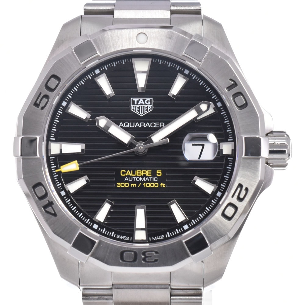 タグホイヤー TAG HEUER WAY2010.BA0927 アクアレーサー キャリバー5 デイト 300M ブラック 自動巻き メンズ 美品 腕時計 C#149737