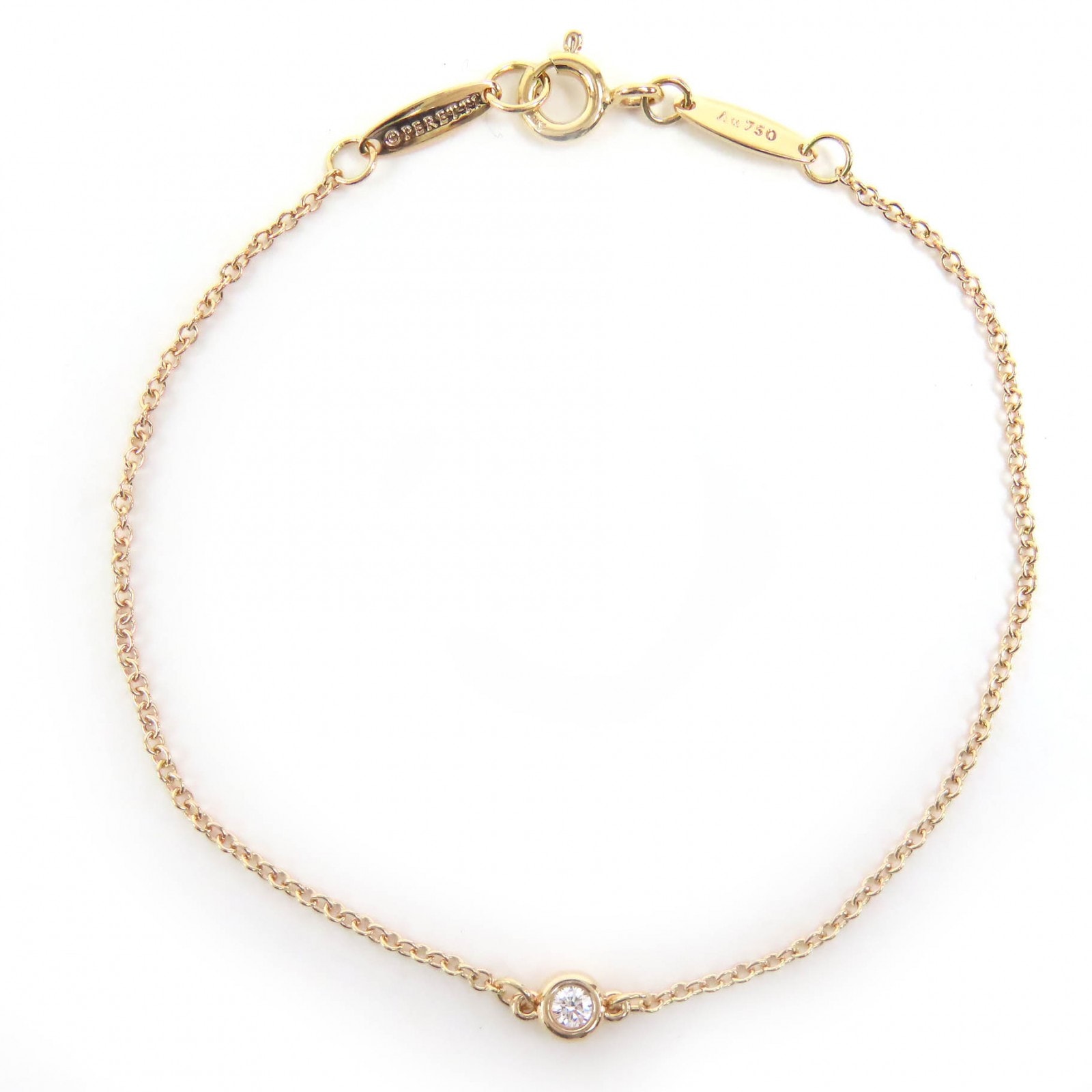 極美 ティファニー ブレスレット バイザヤード 1Pダイヤモンド ピンクゴールド