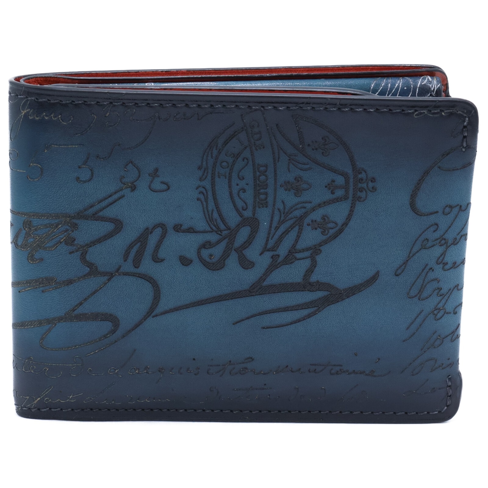 ベルルッティ 新品同様 25年製 スペシャルオーダー シルバーパティーヌ カリグラフィー スクリットレザー 二つ折り財布