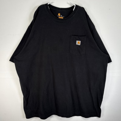 古着 カーハート Carhartt 半袖Tシャツ 肉厚 大きいサイズ ワンポイントロゴ クルーネック 3XL ブラック 無地 メンズ