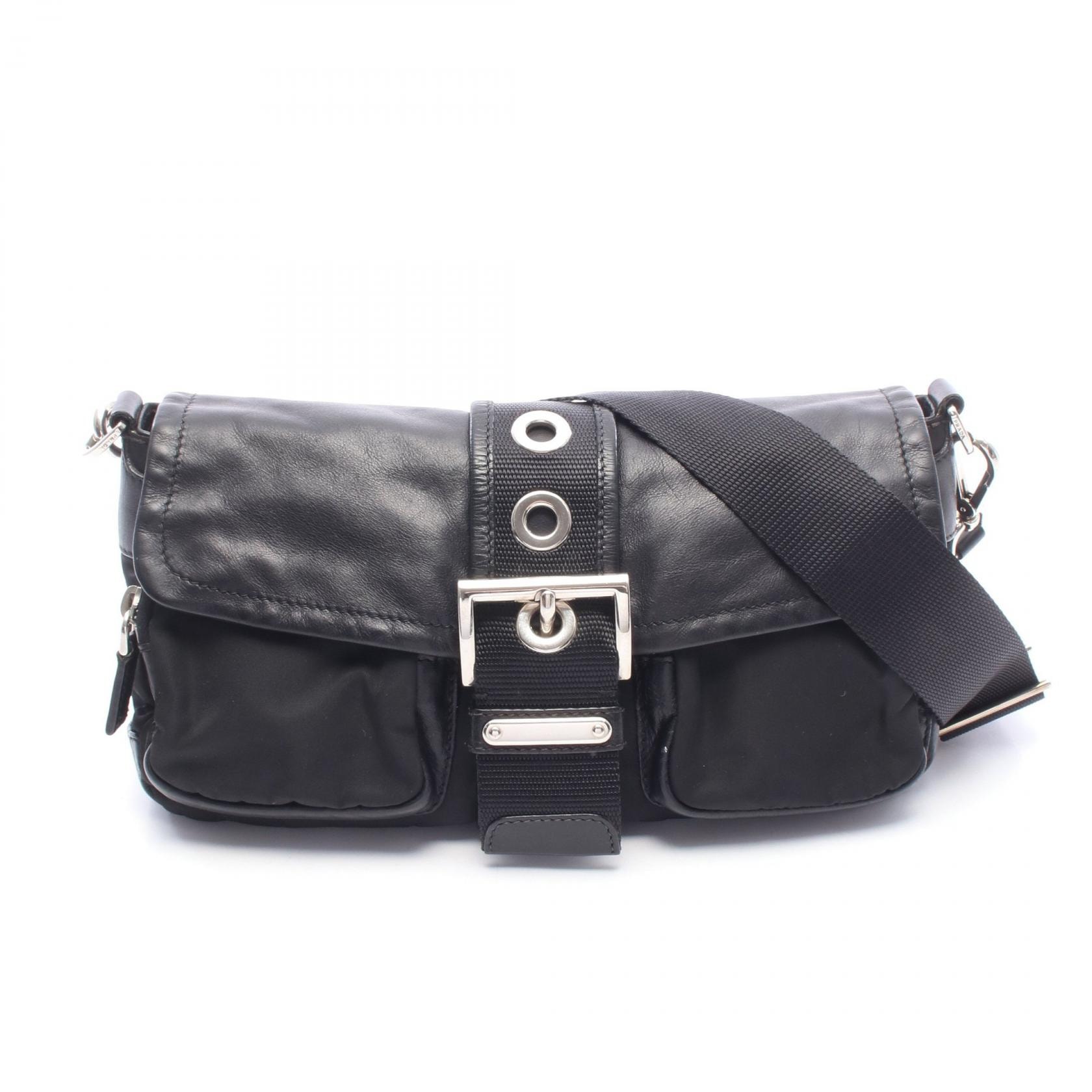 プラダ PRADA ショルダーバッグ バッグ ナイロン レザー レディース ブラック系 【中古】