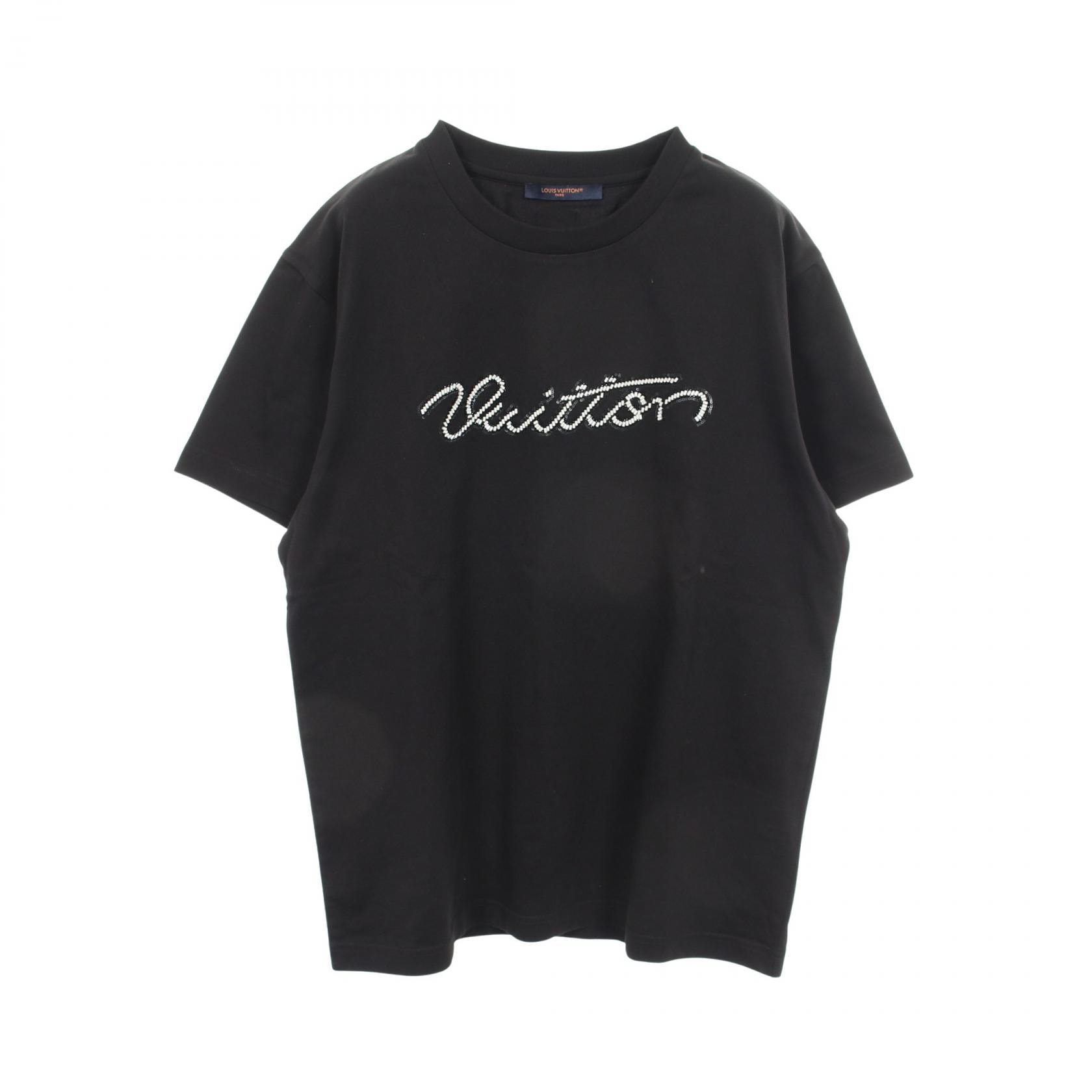 ルイ・ヴィトン LOUIS VUITTON 26SS エンベリッシュド シグネチャー ショートスリーブ 半袖Tシャツ 衣料品 トップス コットン メンズ ブラック系 RM261MQ DT3 HUY44W 【中古】