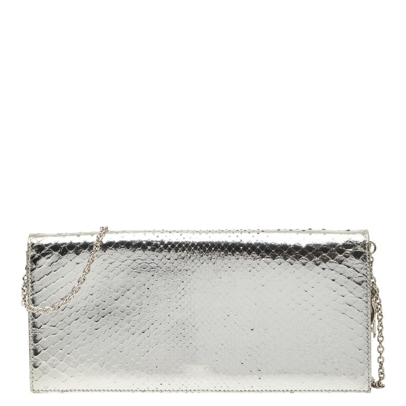 ディオール クラッチバッグ チェーンショルダーバッグ 2WAY シルバー パイソン レディース Dior 【中古】