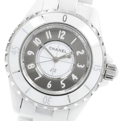 ★保 シャネル J12 ミラー 白セラミック H4861 レディース 【中古】