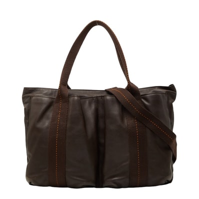 エルメス キャラバンホリゾンタルMM トートバッグ 2WAY ショルダーバッグ ダークブラウン レザー レディース HERMES 中古