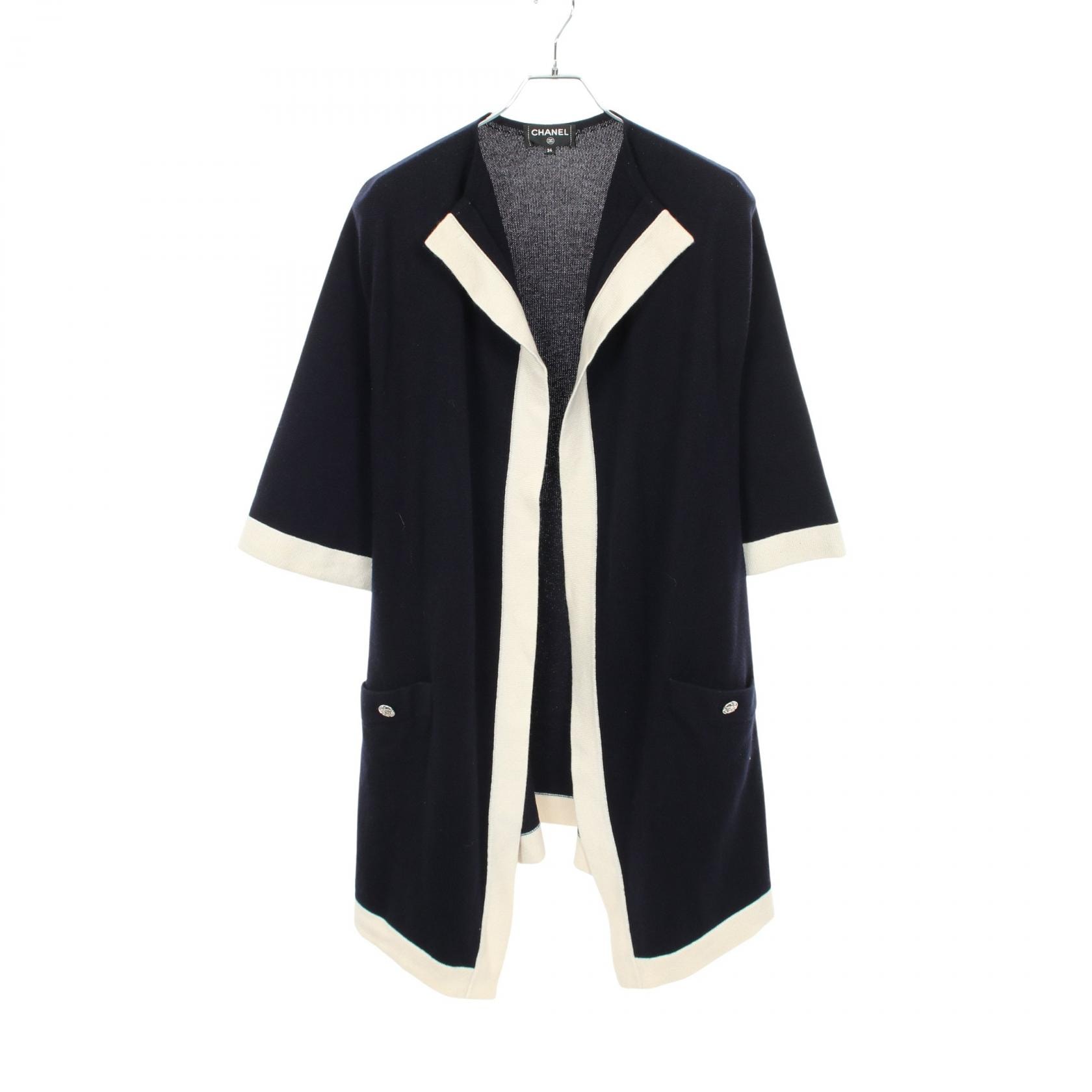シャネル CHANEL ココマークボタン ロング カーディガン 衣料品 トップス カシミヤ レディース ネイビー系 / ホワイト系 P55369K07271 【中古】
