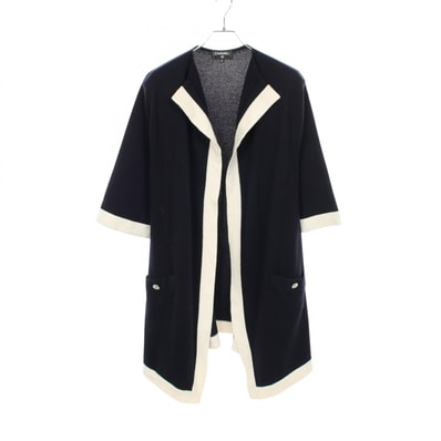 シャネル CHANEL ココマークボタン ロング カーディガン 衣料品 トップス カシミヤ レディース ネイビー系 / ホワイト系 P55369K07271 【中古】