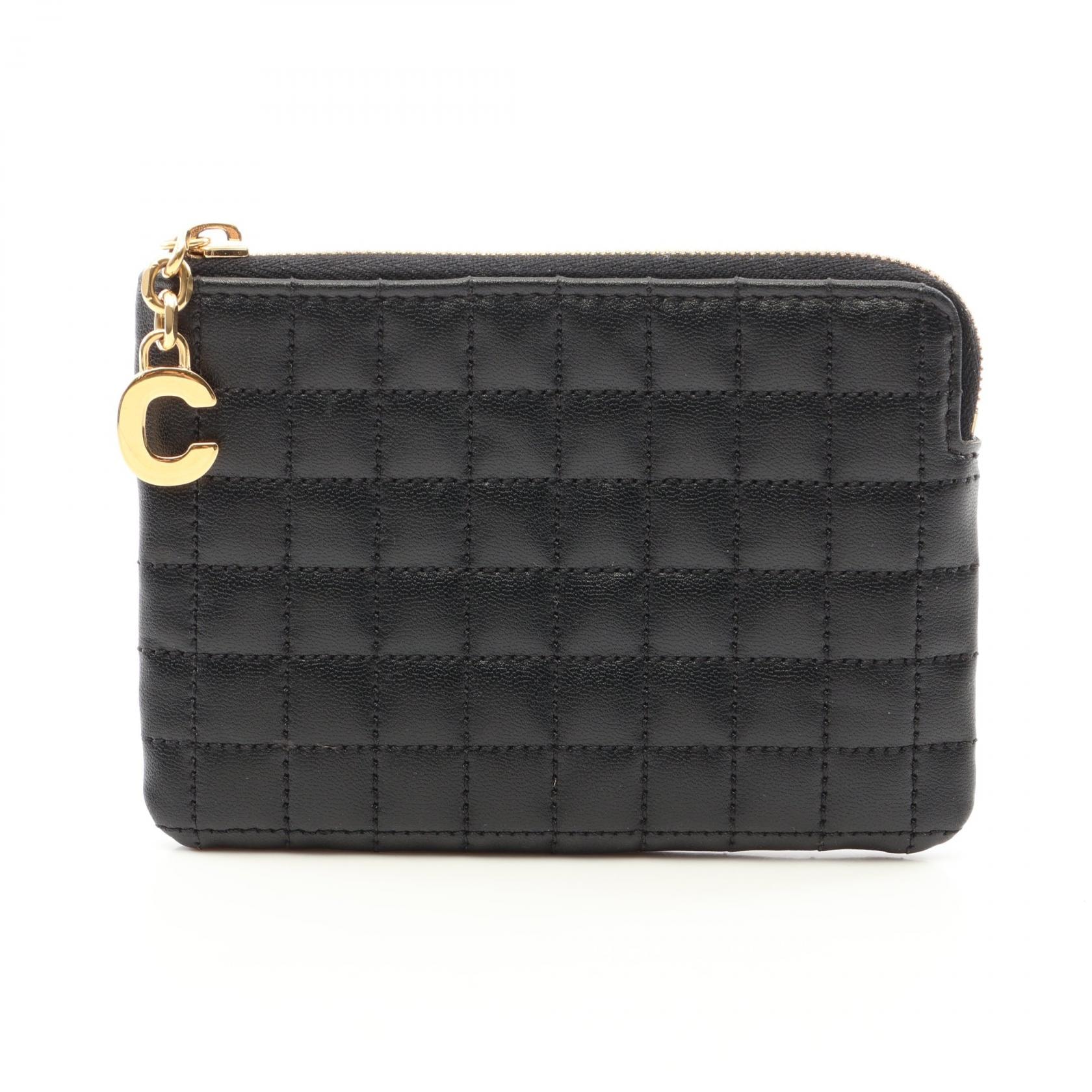 セリーヌ CELINE Cチャーム コインケース 財布 レザー レディース ブラック系 【中古】