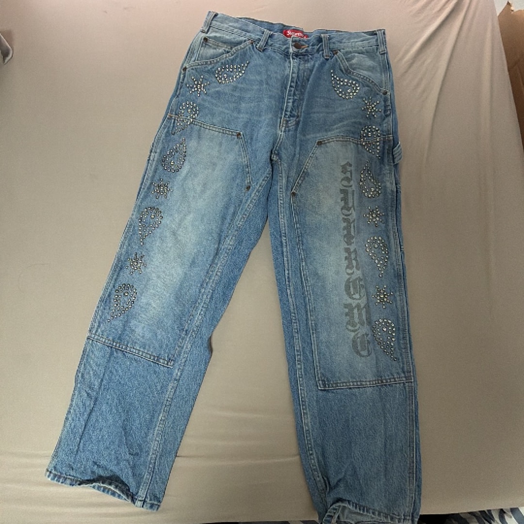 Supreme Paisley Studded Double Knee Painter Pant "Washed Blue"