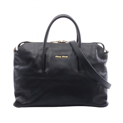 ミュウ ミュウ Miu Miu 2WAY ハンドバッグ バッグ レザー レディース ブラック系 【中古】