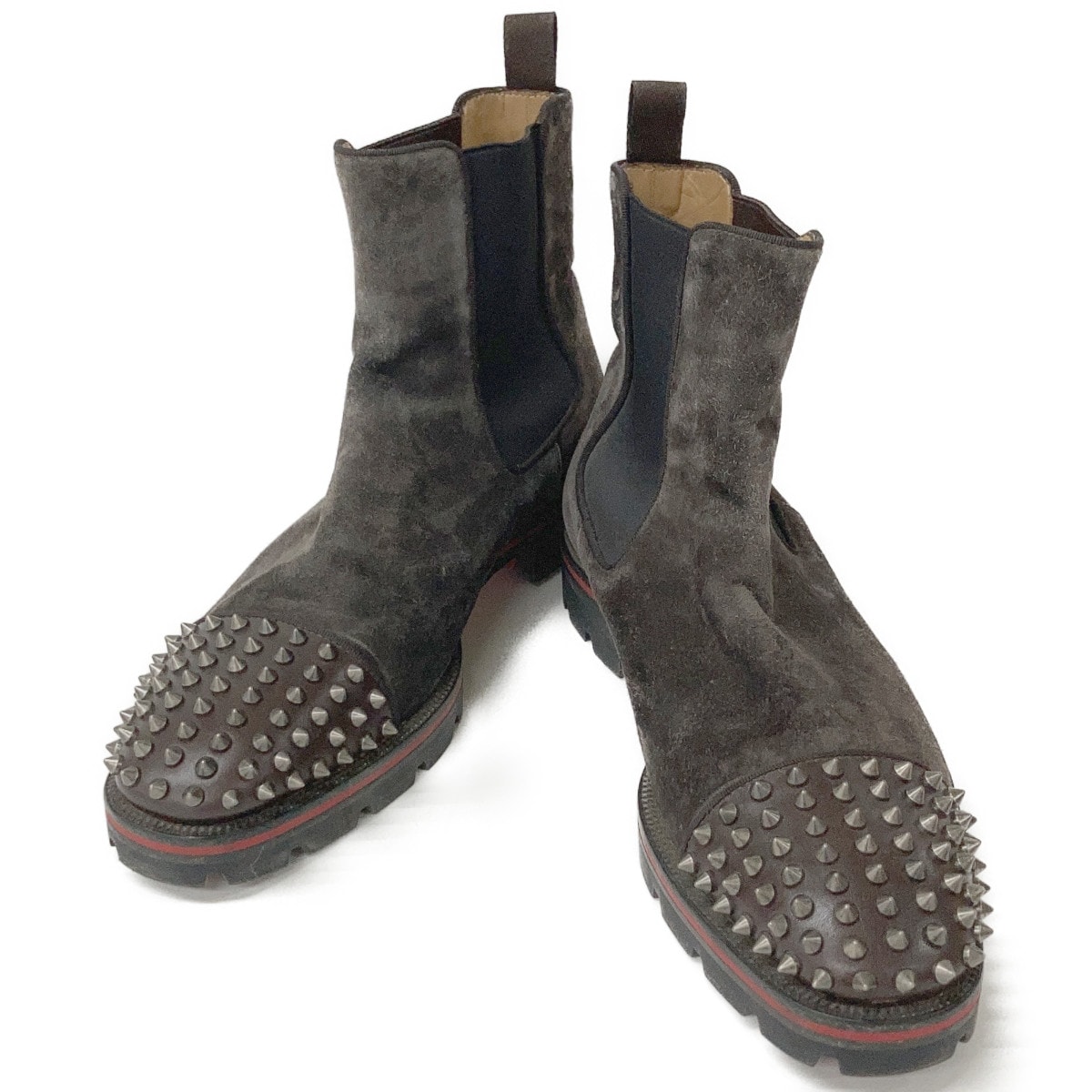 クリスチャンルブタン MELON SPIKES FLAT スエード サイドゴア スタッズ ブーツ 41