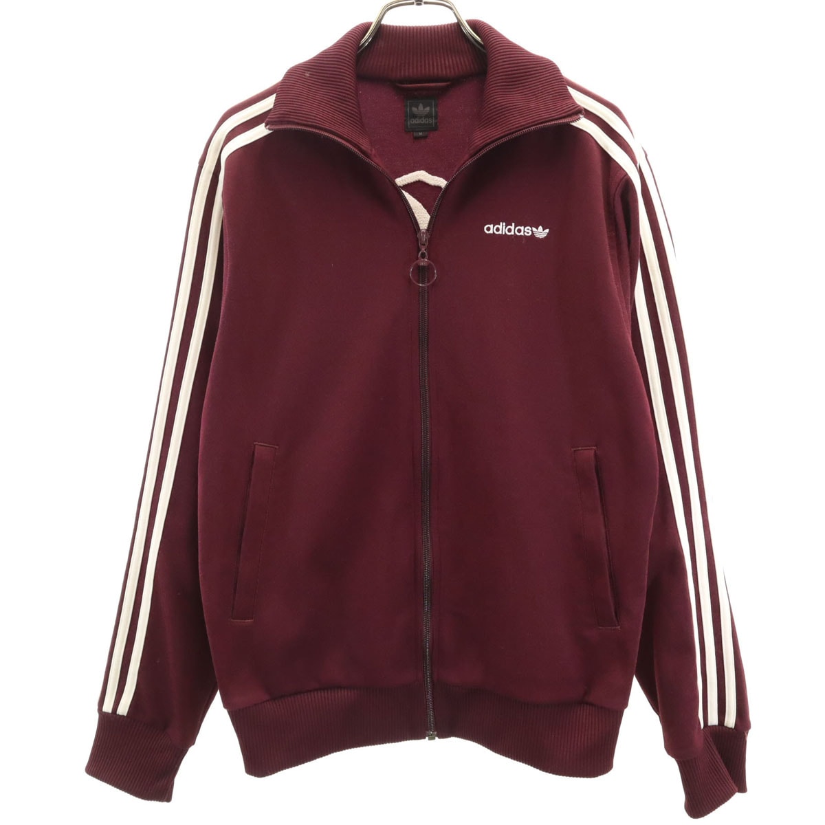 adidas アディダス トレフォイルロゴ刺繍 トラックジャケット M バーガンディ ジャージ
