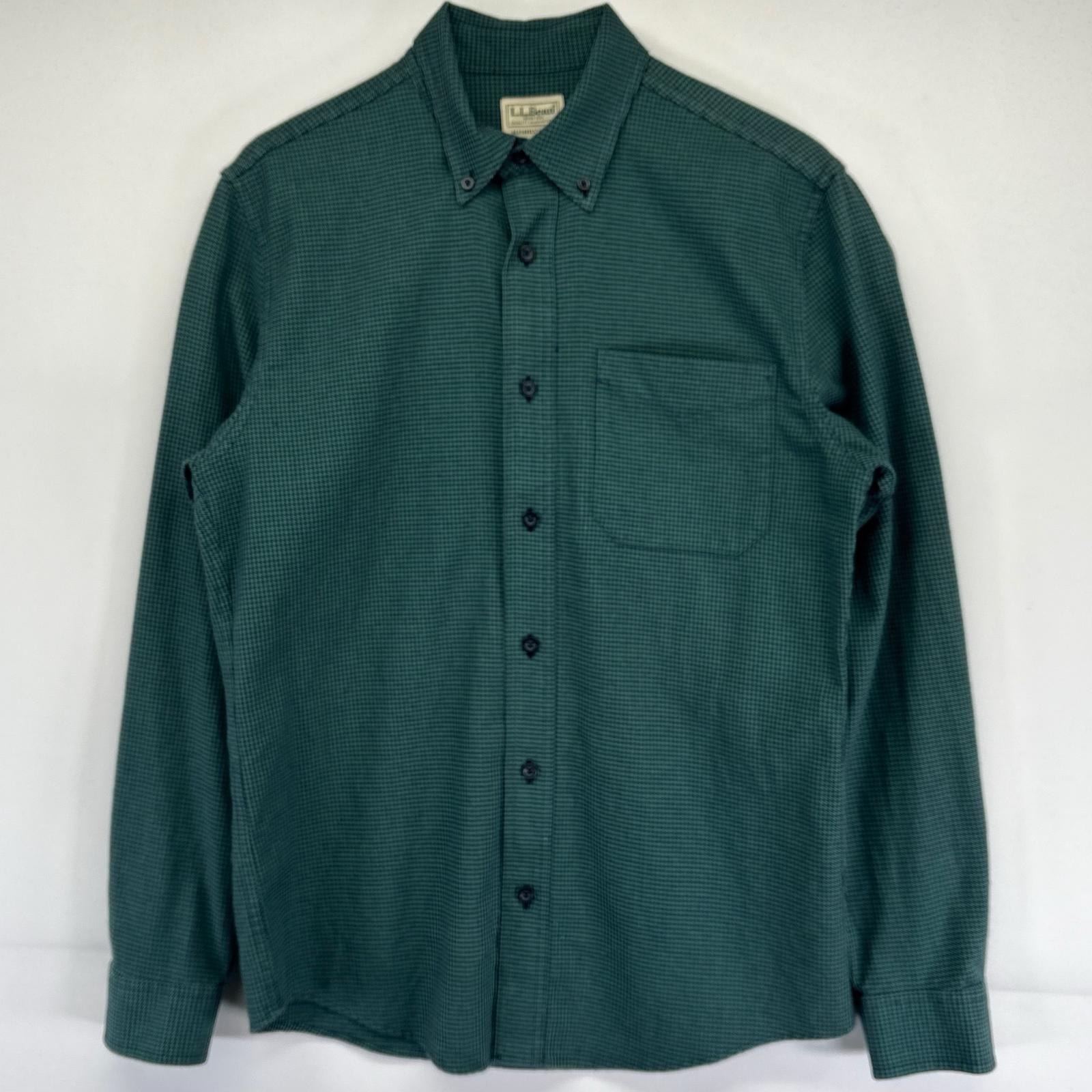 古着 00’s/00年代 エルエルビーン L.L.Bean 長袖シャツ 千鳥柄 チェック柄 アウトドア ネルシャツ 無地 ポケット S  グリーン メンズ