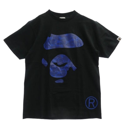 A BATHING APE アベイシングエイプ Tシャツ 猿カモ ビッグフェイス プリント 半袖 Tシャツ ブラック系 M【中古】