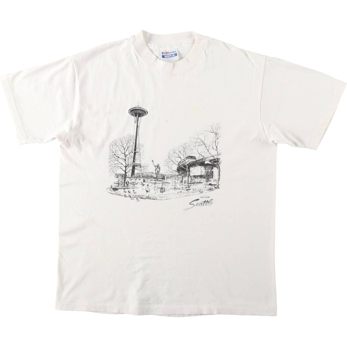 古着 80年代 ヘインズ Hanes BEEFY-T 青タグ プリントTシャツ USA製 メンズL相当 ヴィンテージ/eaa647850