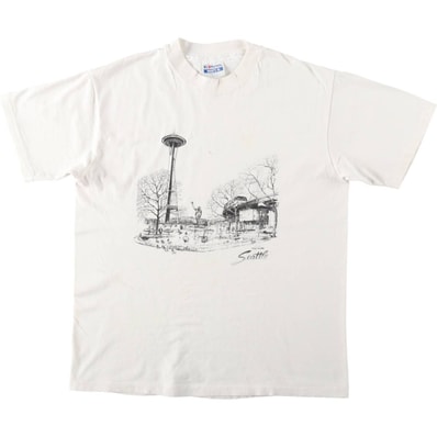 古着 80年代 ヘインズ Hanes BEEFY-T 青タグ プリントTシャツ USA製 メンズL相当 ヴィンテージ/eaa647850