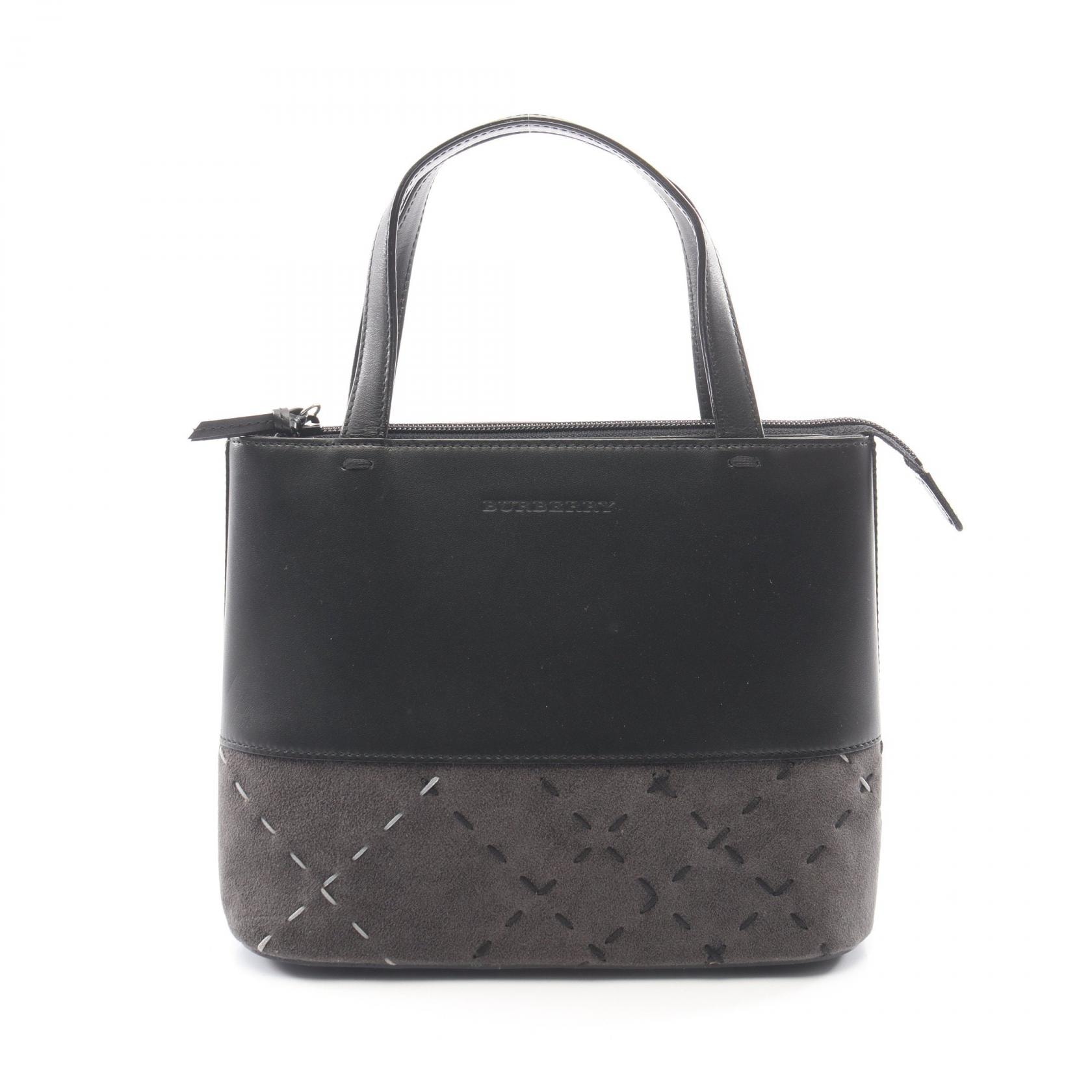 バーバリー BURBERRY ハンドバッグ バッグ レザー スウェード レディース ブラック系 【中古】