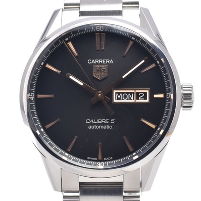 タグホイヤー TAG HEUER WAR201C.BA0723 カレラ キャリバー5 デイデイト ブラック 自動巻き メンズ 美品 箱・保証書付き 腕時計 C#149209