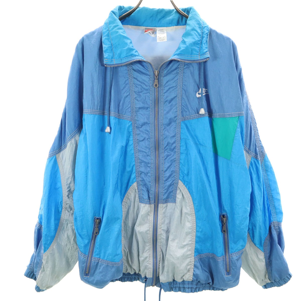 NIKE ナイキ 90s オールド 銀タグ バックロゴ ナイロンジャケット XL ブルー系