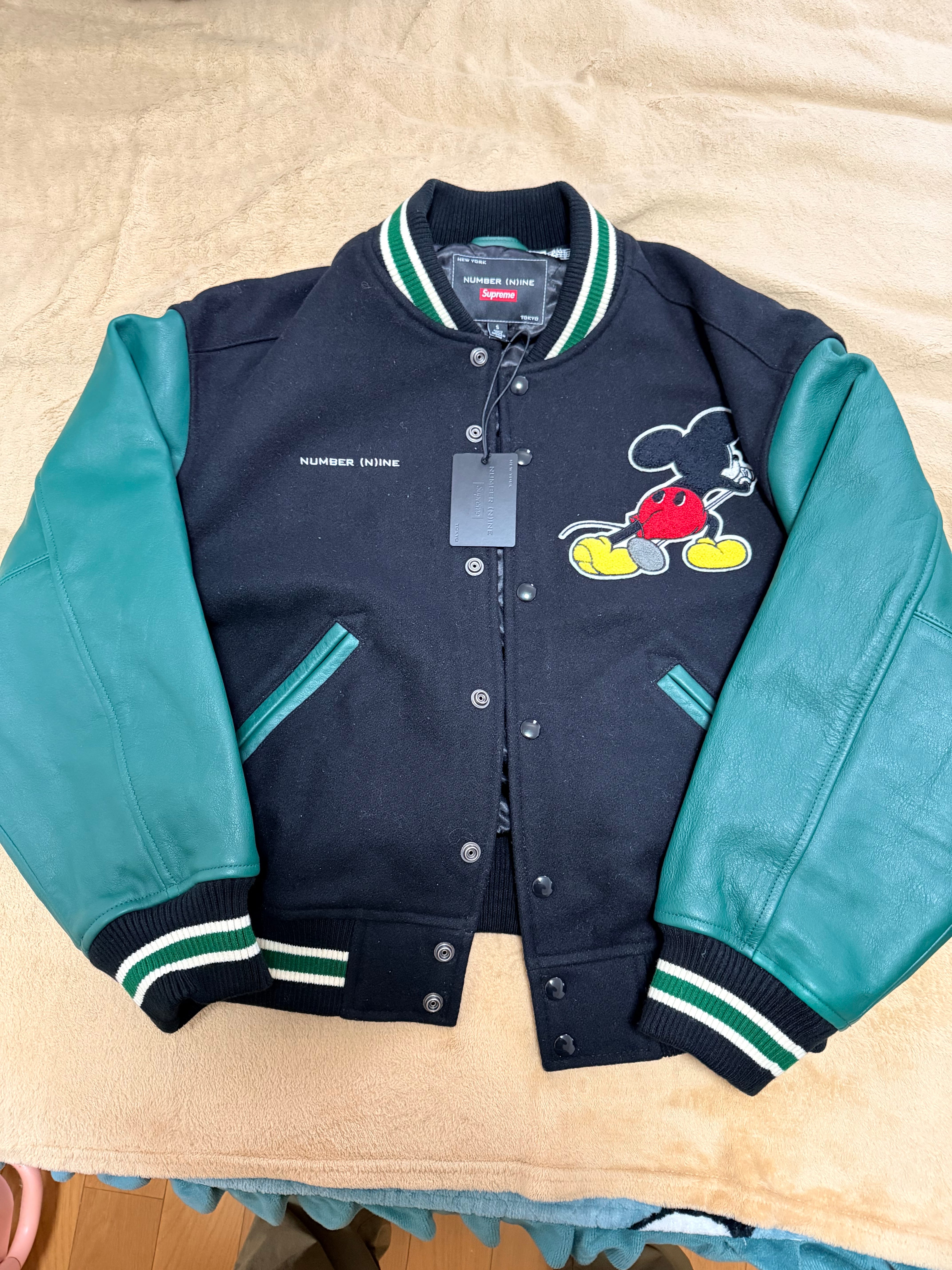 Supreme x Number (N)ine x Mickey Mouse Varsity Jacket "Black"