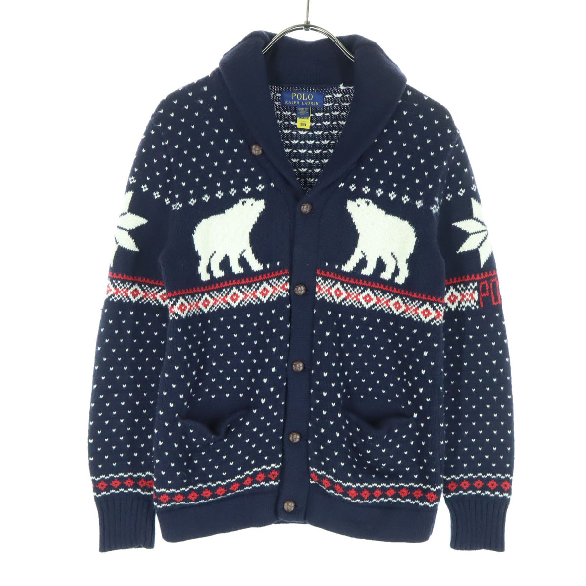 POLO RALPH LAUREN ポロラルフローレン ノルディック柄 長袖 ショールカラー ニットジャケット 150 ネイビー