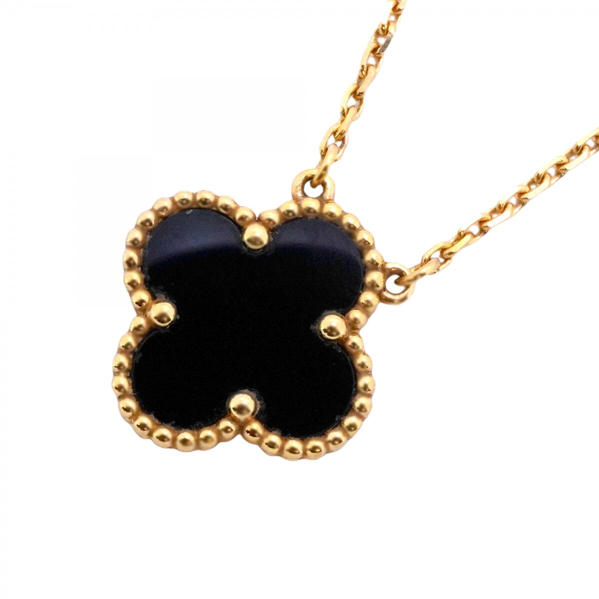 【6jcb1032】ヴァンクリーフ&アーペル ネックレス ヴィンテージ アルハンブラ K18YG イエローゴールド オニキス ブラック【中古】レディース