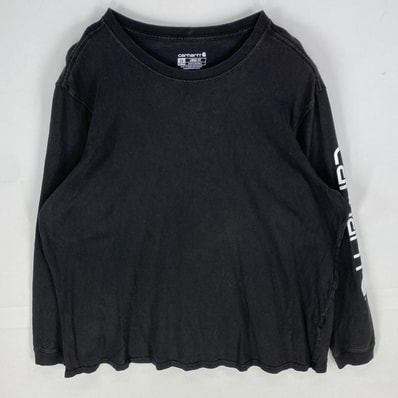 古着 カーハート Carhartt 長袖Tシャツ スリーブロゴ ルーズフィット ロンT ロングスリーブ 2XL ブラック系 レディース