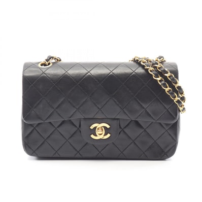 シャネル CHANEL マトラッセ Wフラップ ショルダーバッグ バッグ ラムスキン(羊革) レディース ブラック系 【中古】