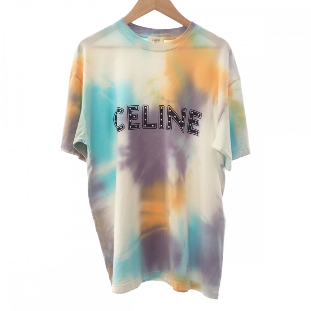 セリーヌ CELINE スタッズロゴ タイダイ XS 2X687957M.14ML 半袖Tシャツ コットン マルチカラー メンズ【中古】【Aランク】