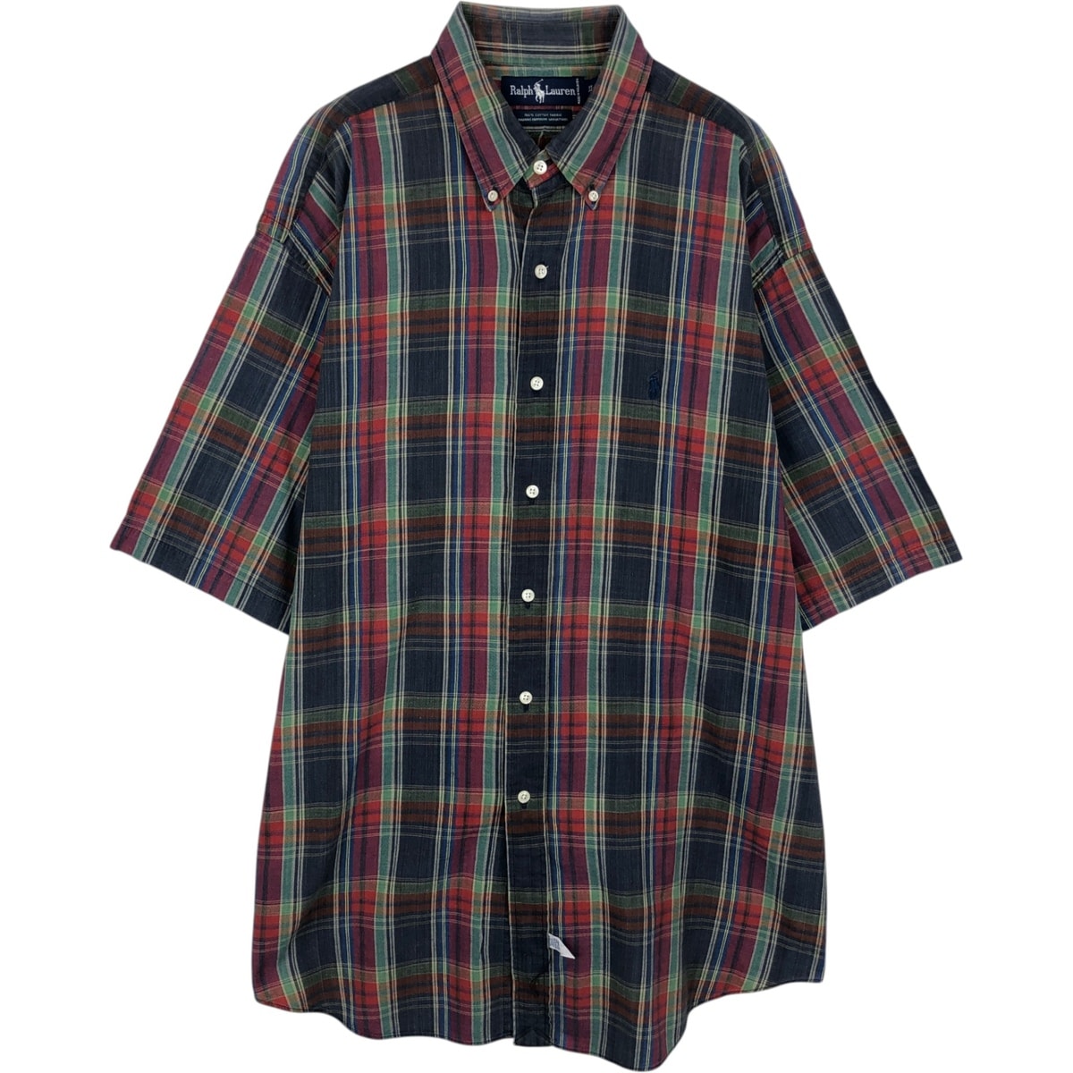 古着 ラルフローレン Ralph Lauren マドラスチェック 半袖 ボタンダウン チェックシャツ メンズXL相当/eaa495215