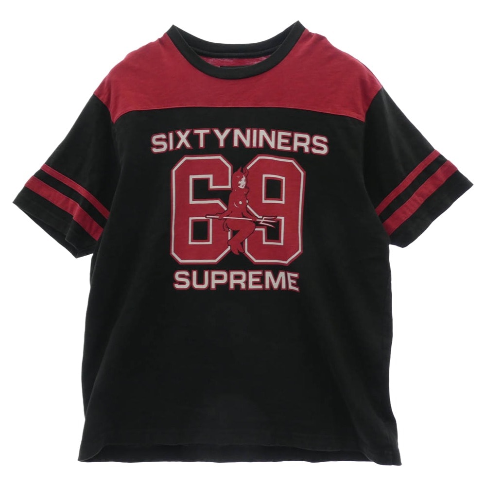 Supreme シュプリーム Tシャツ 24AW Football Top Tee フットボール トップ Tシャツ 半袖 カットソー ブラック系 レッド系 L【中古】