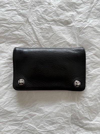 Chrome Hearts 1 Zip Cross Button Leather Wallet "Black"