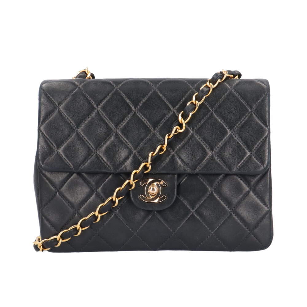 シャネル マトラッセ ショルダーバッグ ラムスキン ブラック レディース CHANEL 中古