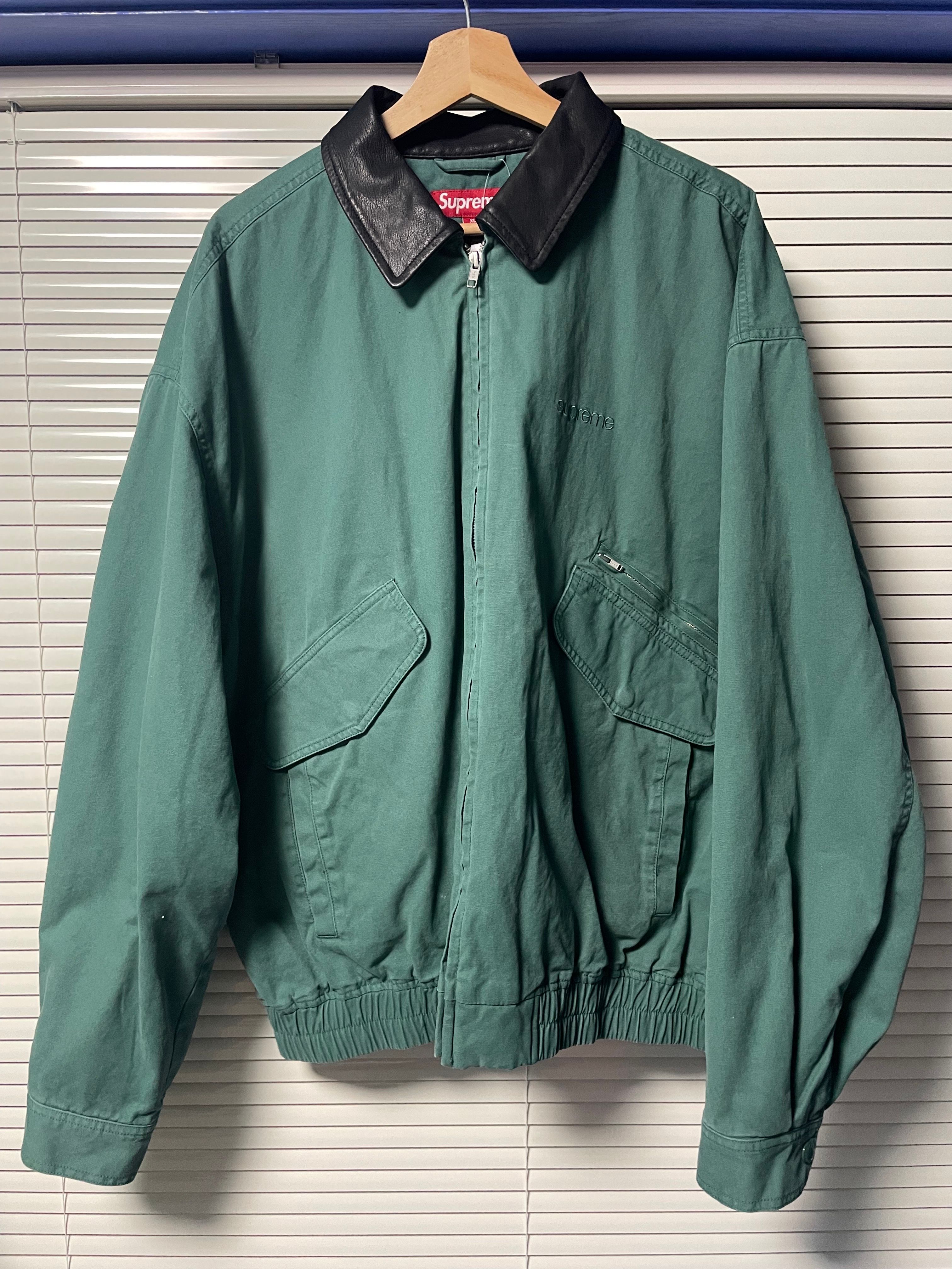 Supreme Leather Collar Utility Jacket "Green"