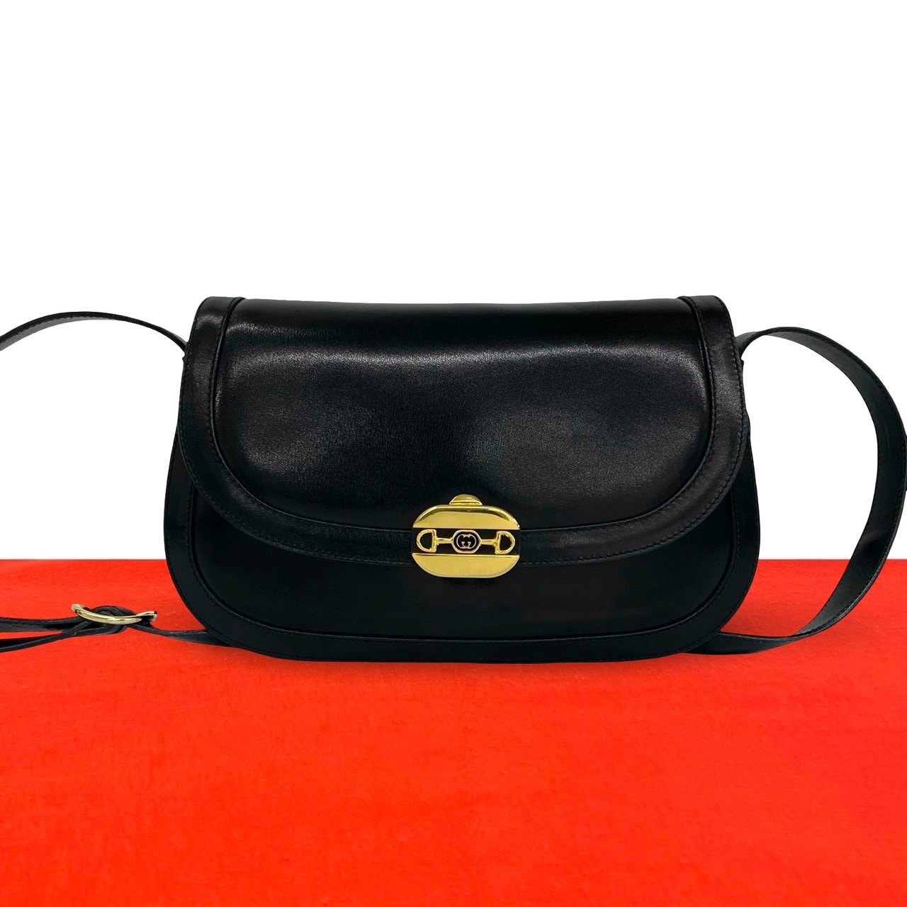 GUCCI グッチ ホースビット GG ロゴ金具 レザー ショルダーバッグ ブラック
43436