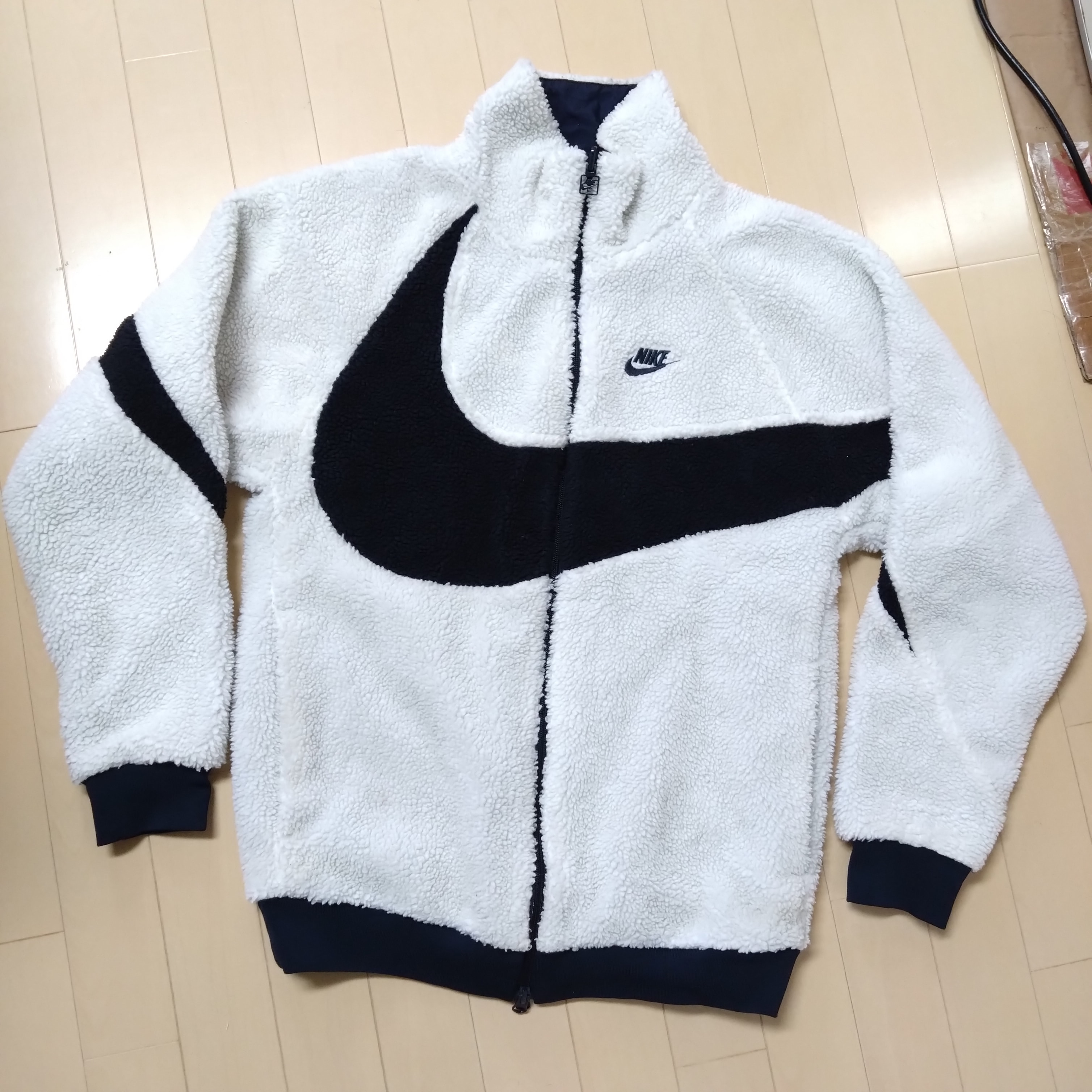 Nike Big Swoosh Reversible Boa Jacket "Sail/Dark Obsidian"