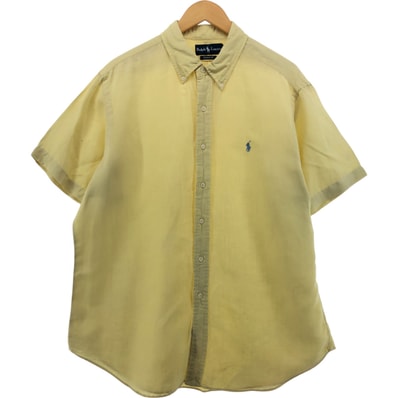 古着 ラルフローレン Ralph Lauren CLASSIC FIT 半袖 リネン ボタンダウンシャツ メンズXL相当/eaa551692