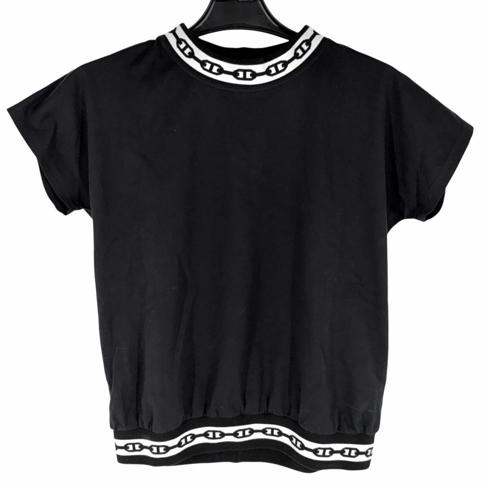 HERMES エルメス 半袖Tシャツ シェーヌダンクル クルーネック トップス アパレル 服 36 ブラック 黒 コットン レディース 春 夏【中古品】