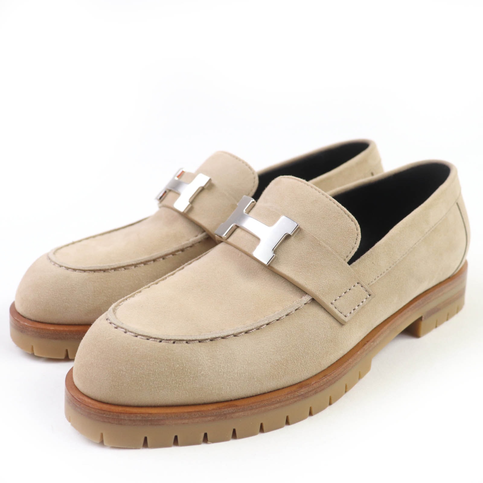 極美品 エルメス ローファー ローファー モカシン フォーブル ベージュ レディース 35