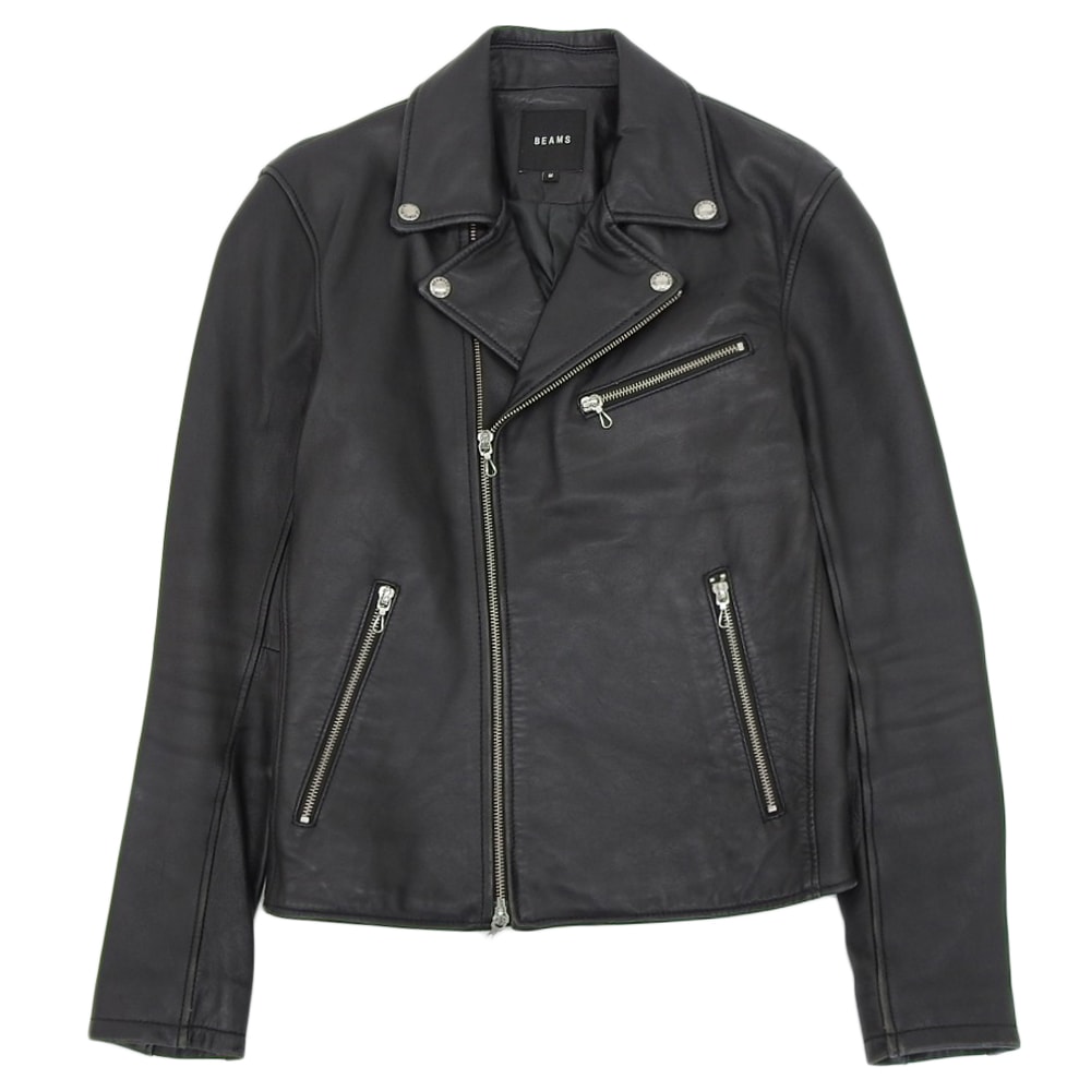 ビームス シープレザー ダブルライダース ジャケット メンズ ブラック M 11-18-2899-202 M