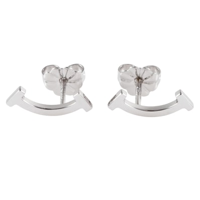 TIFFANY&Co. ティファニー ティファニーT スマイル ミニ ピアス K18WG シルバー【中古】