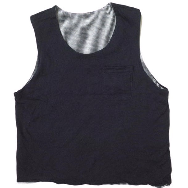 FWK by ENGINEERED GARMENTS エフダブリューケー エンジニアードガーメンツ アメリカ製 リバーシブルノースリーブTシャツ 1 NAVY ソリッド&ボーダー タンクトップ ベスト トップス g12127