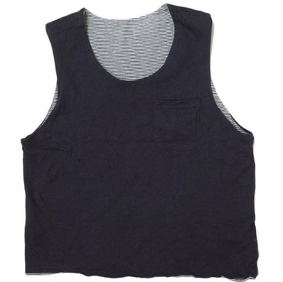 FWK by ENGINEERED GARMENTS エフダブリューケー エンジニアードガーメンツ アメリカ製 リバーシブルノースリーブTシャツ 1 NAVY ソリッド&ボーダー タンクトップ ベスト トップス g12127