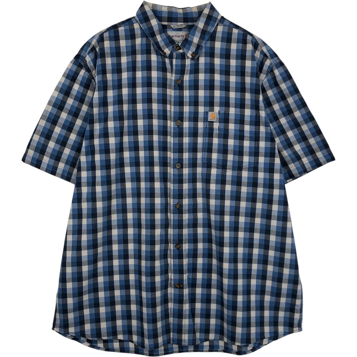 古着 カーハート Carhartt RELAXED FIT チェック柄 ボタンダウン 半袖 ワークシャツ メンズXL相当/eaa650592