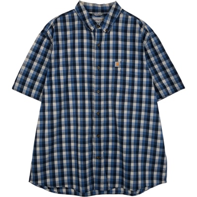 古着 カーハート Carhartt RELAXED FIT チェック柄 ボタンダウン 半袖 ワークシャツ メンズXL相当/eaa650592