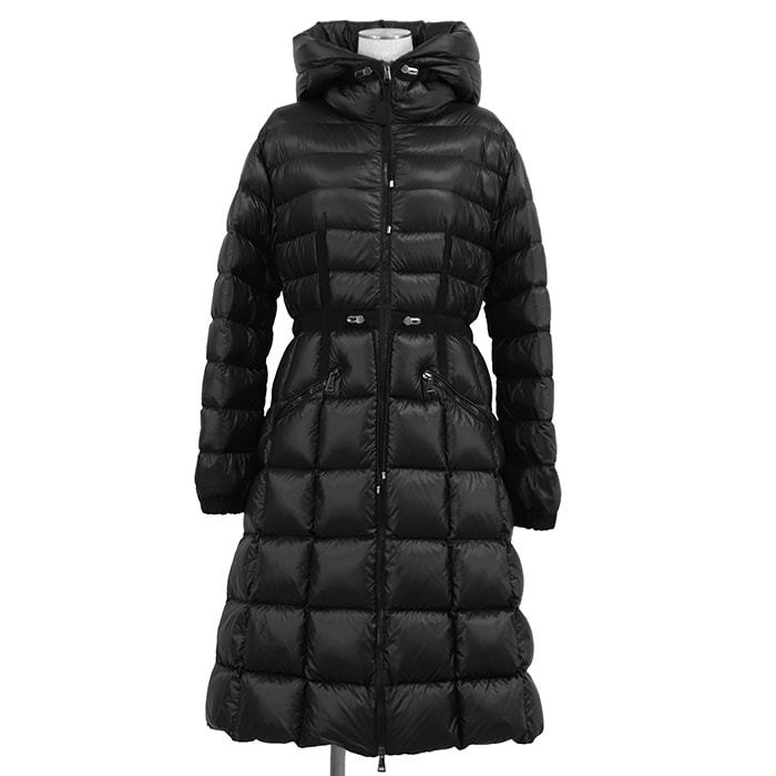 【希少・美品】MONCLER モンクレール CANTACHE ダウンジャケット サイズ 1 レディース 2022年製 フィットアンドフレア フーデッドダウン コート アウター ハンガー・ガーメント付属 ブラック 黒